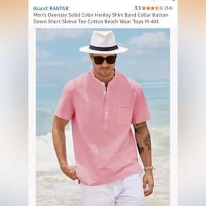 Men's Pink Henley Shirt